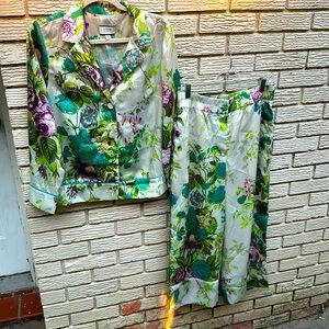 J. Crew Drapey button-up top in Ratti® leafy floral set - Medium